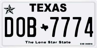 TX license plate DOB7774