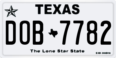 TX license plate DOB7782