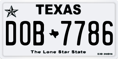 TX license plate DOB7786