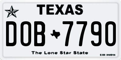 TX license plate DOB7790
