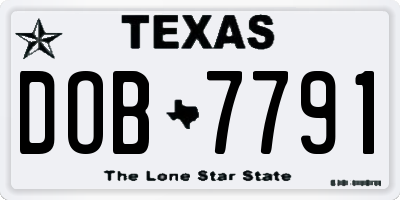 TX license plate DOB7791