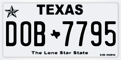 TX license plate DOB7795