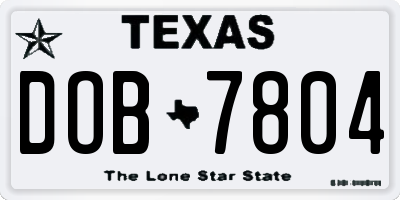 TX license plate DOB7804