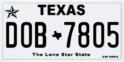 TX license plate DOB7805