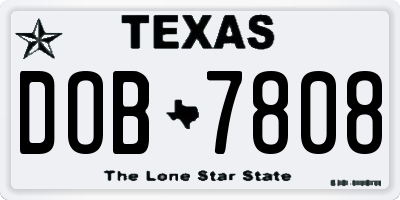 TX license plate DOB7808