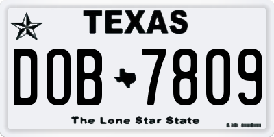 TX license plate DOB7809