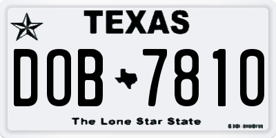 TX license plate DOB7810