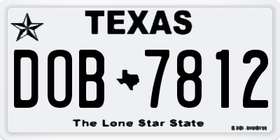 TX license plate DOB7812