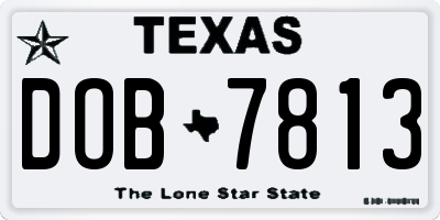 TX license plate DOB7813