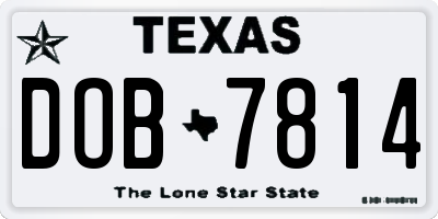 TX license plate DOB7814