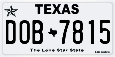 TX license plate DOB7815