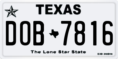 TX license plate DOB7816
