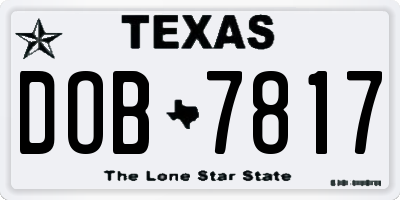 TX license plate DOB7817