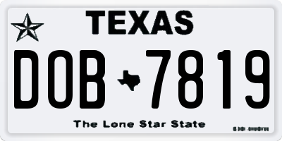 TX license plate DOB7819