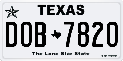 TX license plate DOB7820