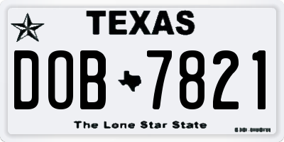 TX license plate DOB7821
