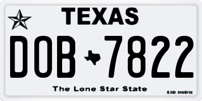 TX license plate DOB7822