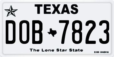 TX license plate DOB7823
