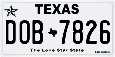 TX license plate DOB7826