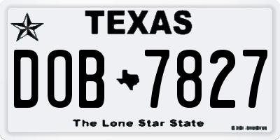 TX license plate DOB7827