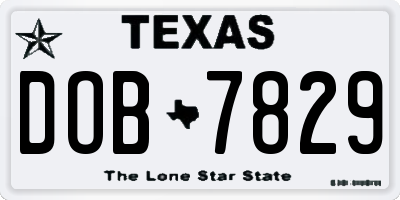 TX license plate DOB7829