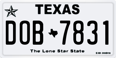 TX license plate DOB7831