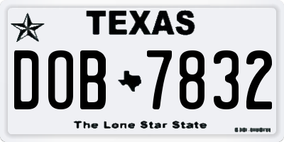 TX license plate DOB7832