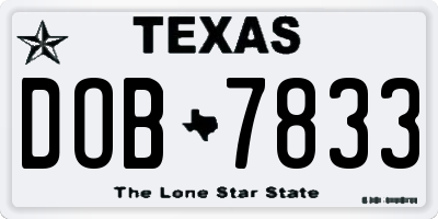 TX license plate DOB7833