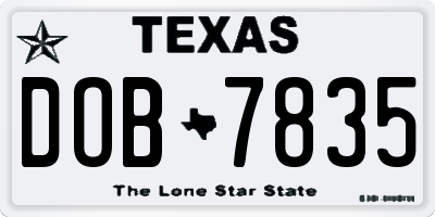TX license plate DOB7835
