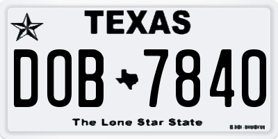 TX license plate DOB7840