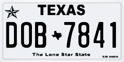TX license plate DOB7841
