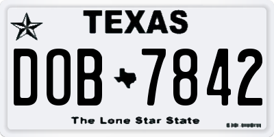 TX license plate DOB7842