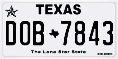 TX license plate DOB7843