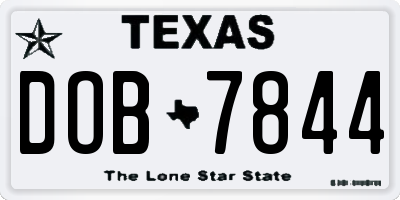 TX license plate DOB7844