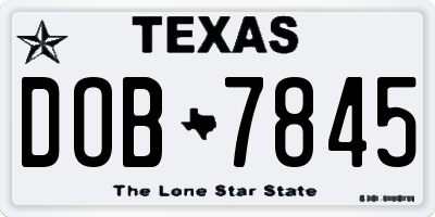 TX license plate DOB7845