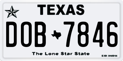 TX license plate DOB7846