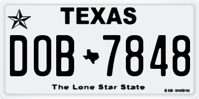 TX license plate DOB7848