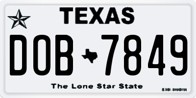 TX license plate DOB7849
