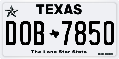 TX license plate DOB7850