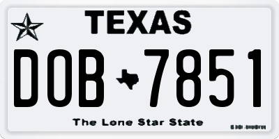 TX license plate DOB7851
