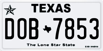 TX license plate DOB7853