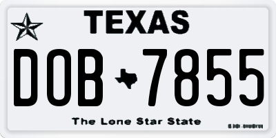TX license plate DOB7855