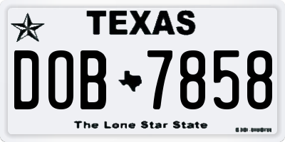 TX license plate DOB7858