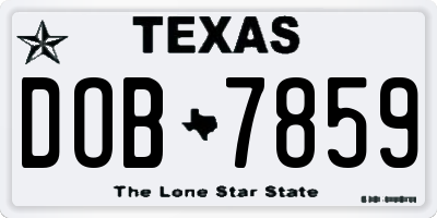 TX license plate DOB7859