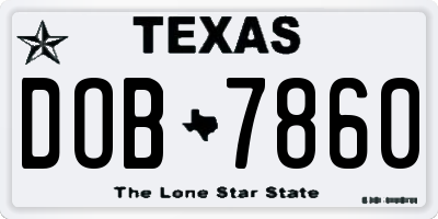 TX license plate DOB7860