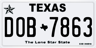 TX license plate DOB7863