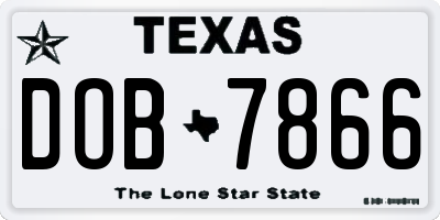 TX license plate DOB7866