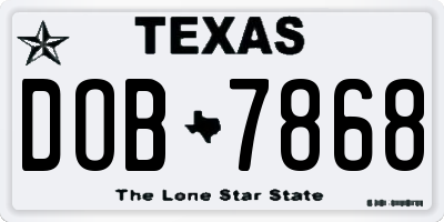 TX license plate DOB7868