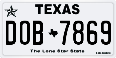 TX license plate DOB7869