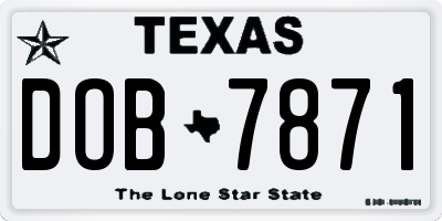 TX license plate DOB7871